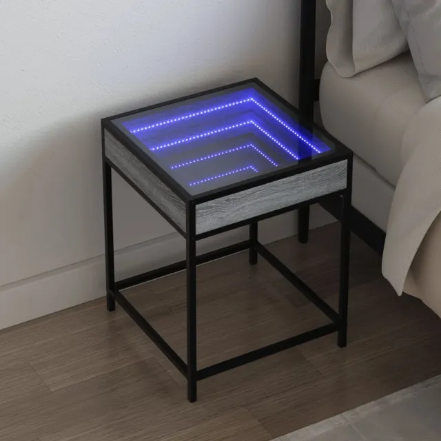 vidaXL Nachtkastje met Infinity LED 40x40x51 cm grijs sonoma eiken, foto 2