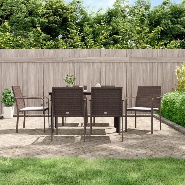 vidaXL 7-delige Tuinset met kussens poly rattan en staal, foto 2