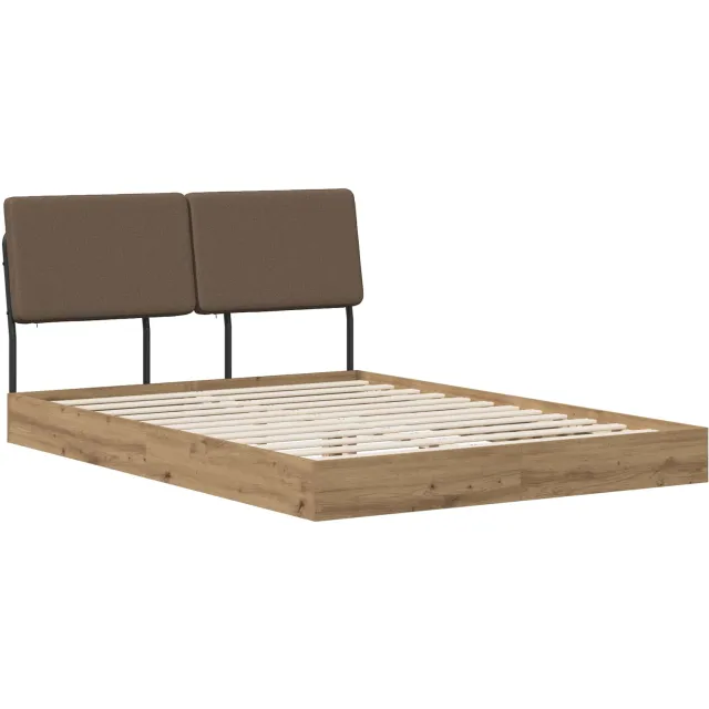 vidaXL Tweepersoonsbed met hoofdbord Artisan eiken en taupe Bruin