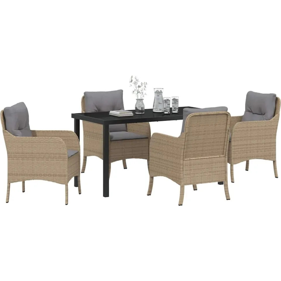 vidaXL Tuin eettafelset 5 st Beige poly rattan