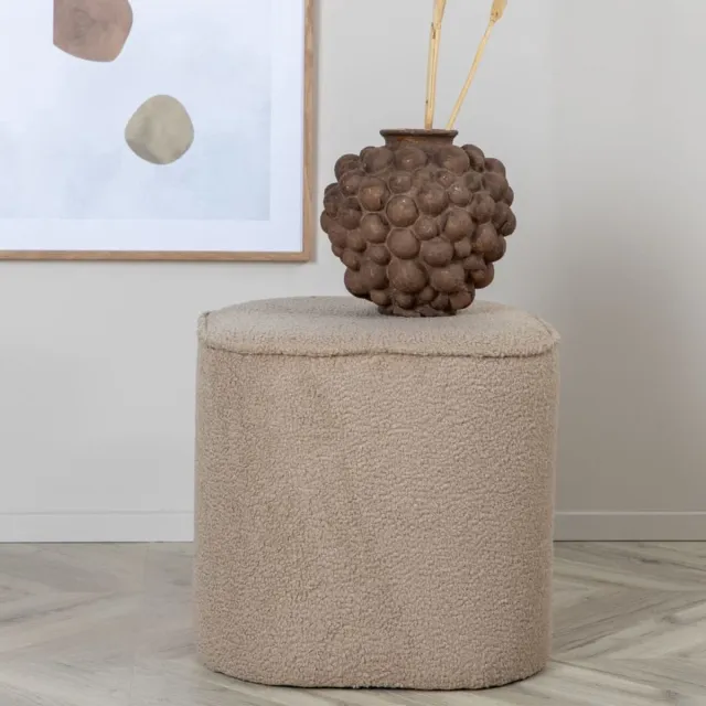 Venture Home Venture - Home - Poef - Piff - 44x44x41 - cm - teddy - beige