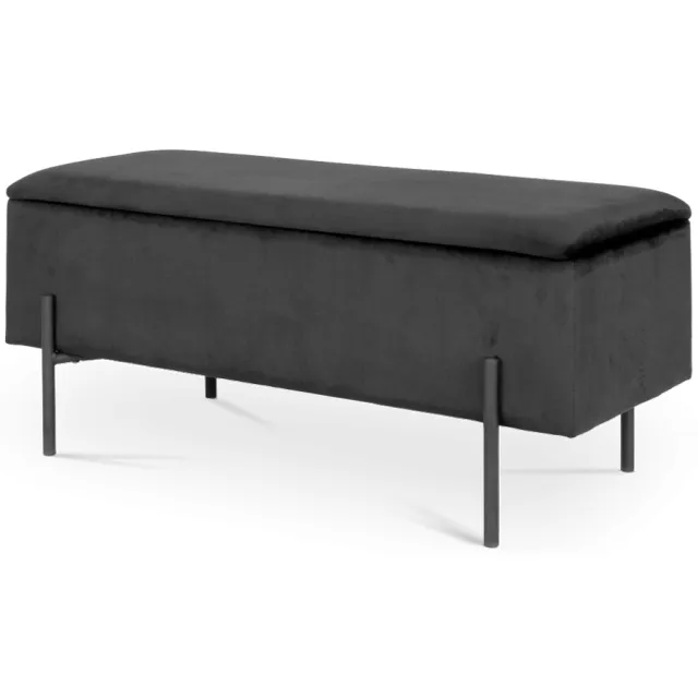 Artichok Marlou velvet bankje met opbergruimte zwart - 95 x 46 cm, foto 2