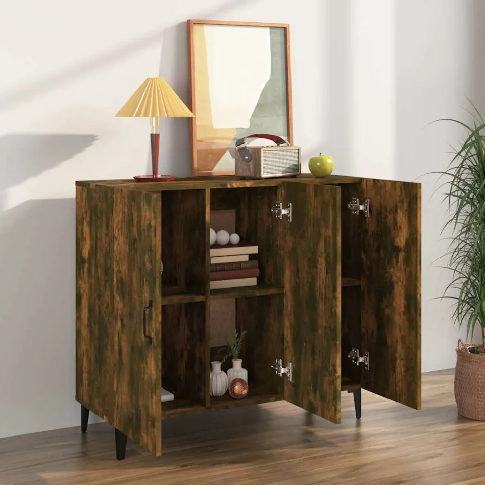 vidaXL Dressoir 90x34x80 cm bewerkt hout gerookt eikenkleurig, foto 3