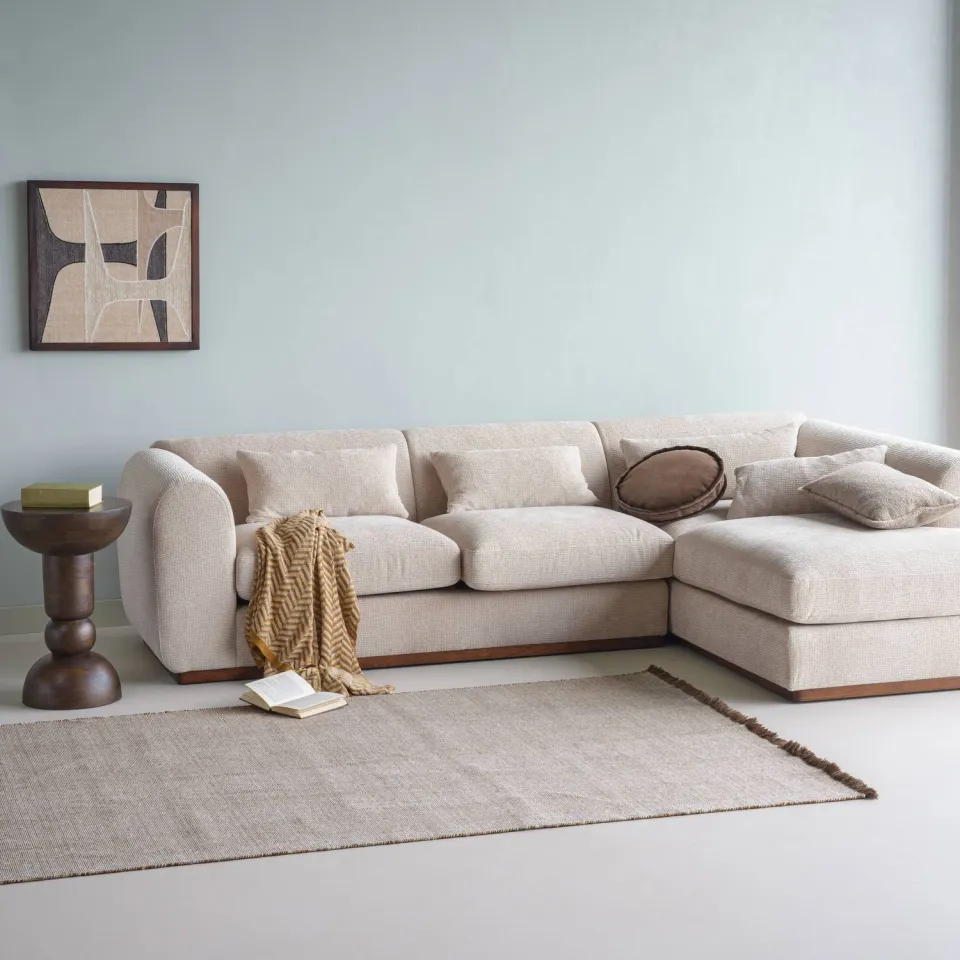WOOOD Brenvo Hoekbank Rechts - Structure Velvet - Zand - 73x306x178, foto 3
