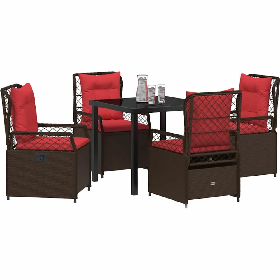 vidaXL Tuin eettafelset 5 st Bruin poly rattan