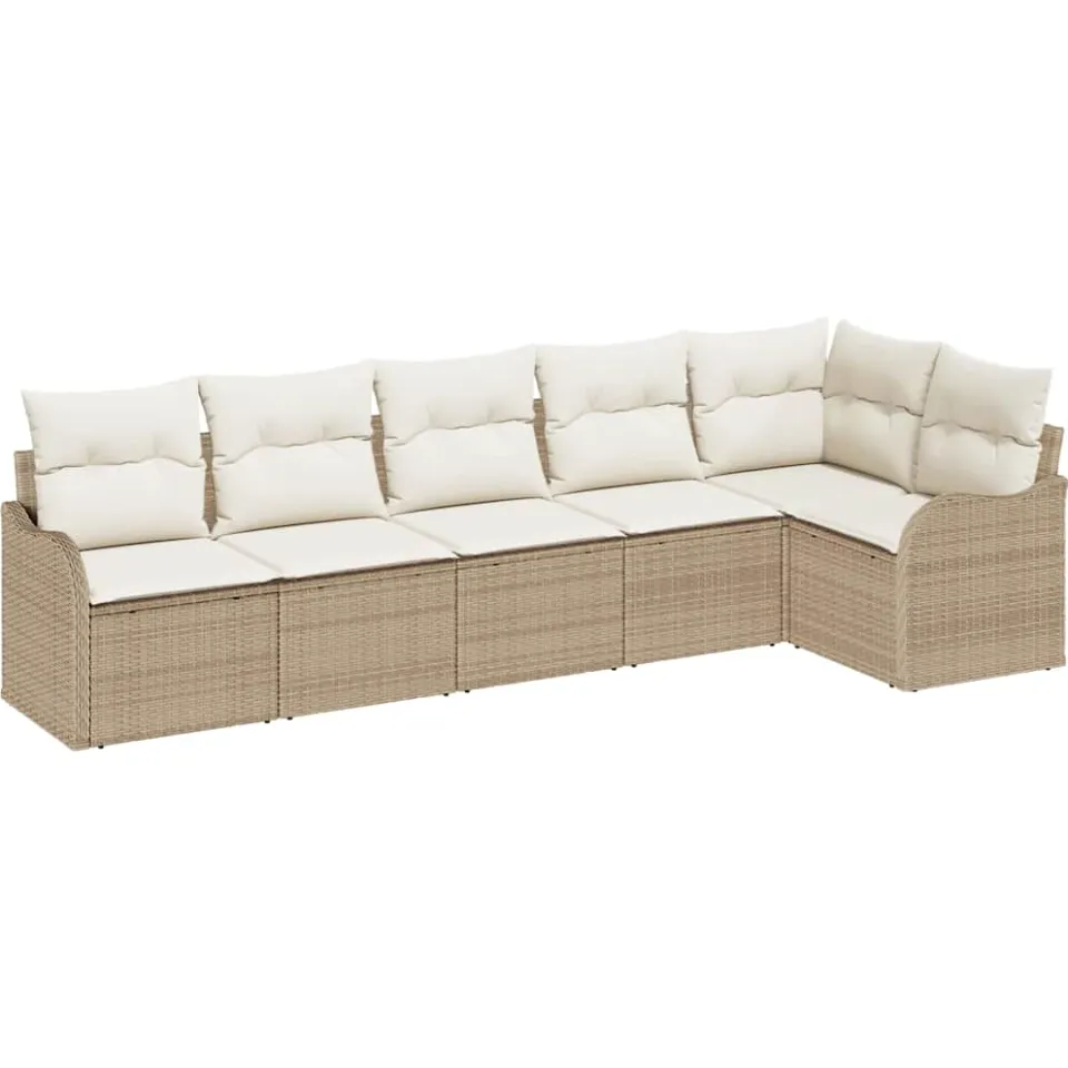 vidaXL Tuin Sofa Set 6 st Beige poly rattan