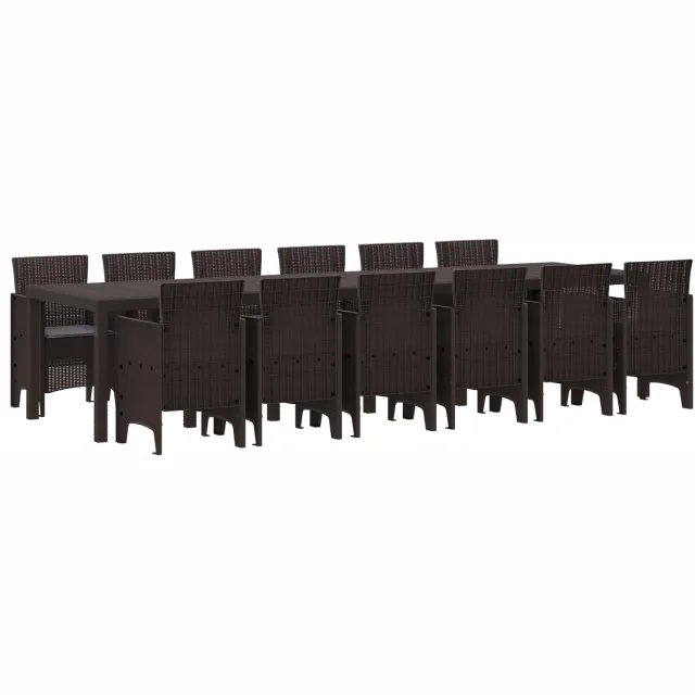 vidaXL Tuin Eetset 13 st Bruin Polt riet