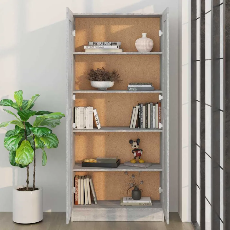 vidaXL Boekenkast 82,5x30,5x185,5 cm bewerkt hout grijs sonoma eiken, foto 3