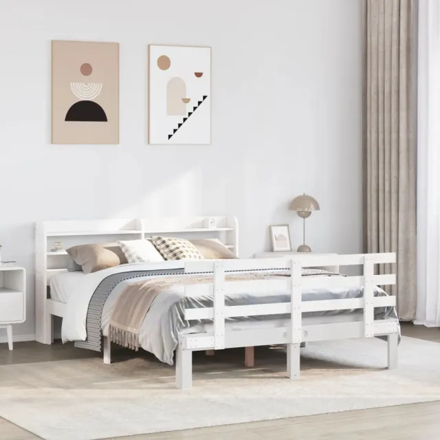 vidaXL Bedframe met hoofdeinde zonder matras 140x200 cm wit