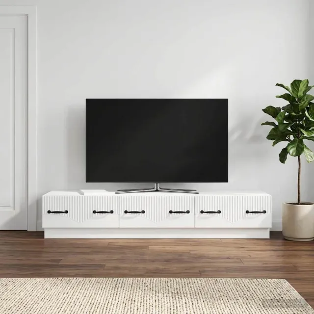 vidaXL TV-kast met lade Hoogglans Wit 147 x 34,5 x 27 cm Bewerkt hout, foto 2