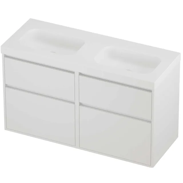 Proline Haga Badmeubelset Polystone Mezza Dubbel 120x46x73 cm Mat Wit Mat White