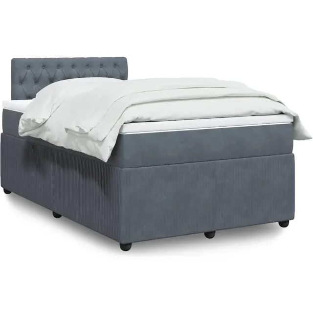 vidaXL Boxspring met matras fluweel donkergrijs 120x190 cm grijs