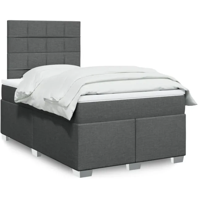 vidaXL Boxspring met matras stof donkergrijs 120x200 cm grijs