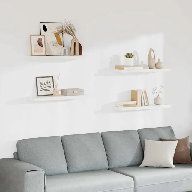 vidaXL Wandschappen zwevend 4 st 80x23,5x3,8 cm MDF wit