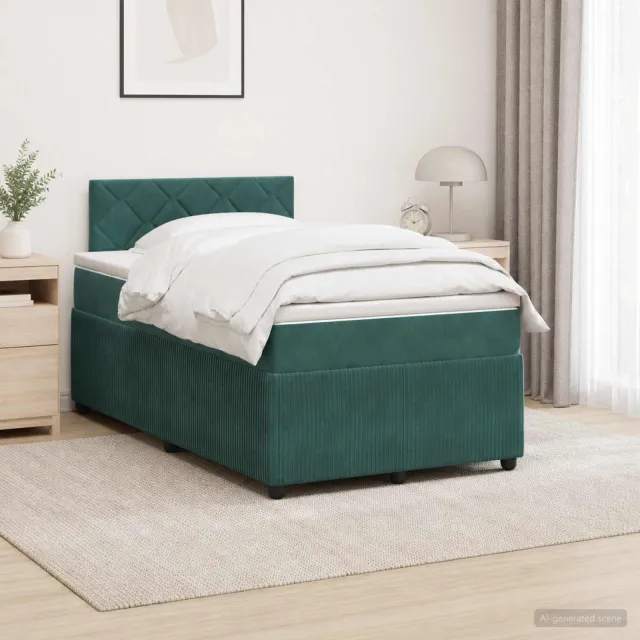 vidaXL Boxspringbed met matras Donkergroen 120 x 190 cm Fluweel