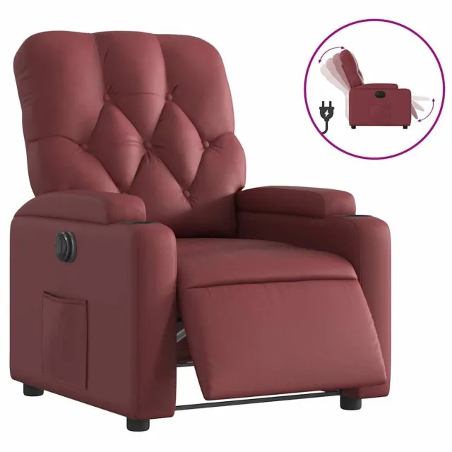 vidaXL Fauteuil - verstelbaar - elektrisch - kunstleer - wijnrood