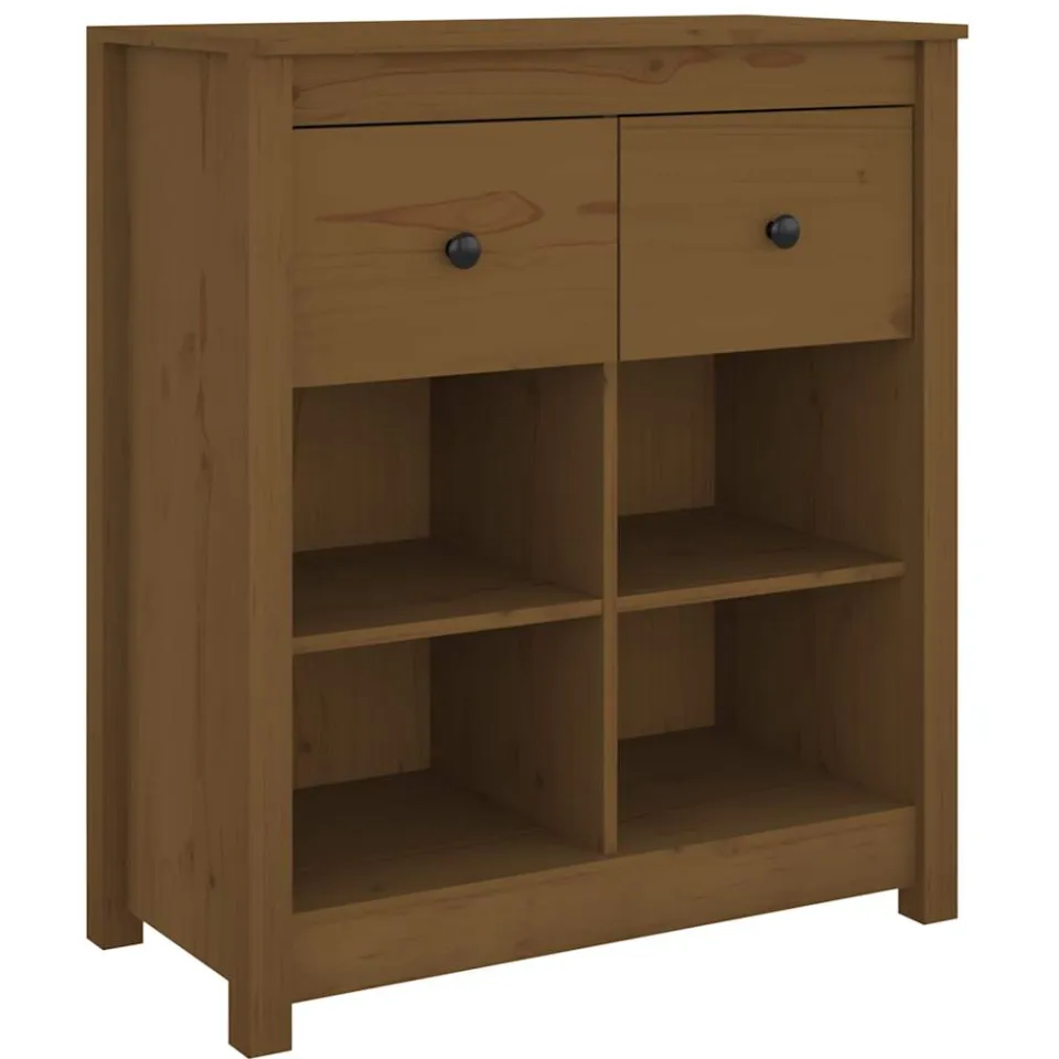 vidaXL Dressoir 70x35x80 cm massief grenenhout honingbruin