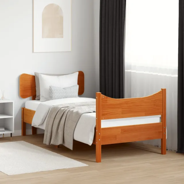 vidaXL Bedframe zonder matras massief grenenhout wasbruin 75x190 cm bruin