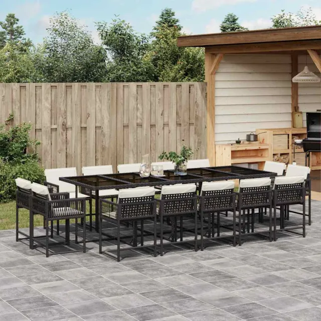 vidaXL 15-delige Tuinset met kussens poly rattan bruin, foto 2
