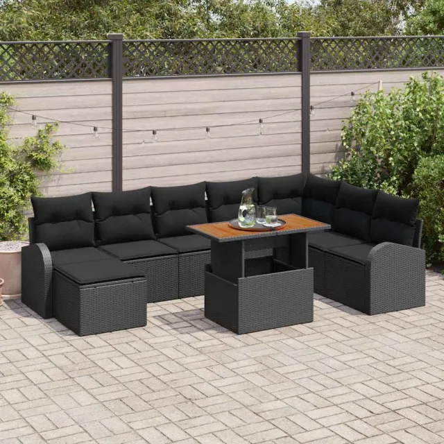 vidaXL Tuin Sofa Set 9 st Zwart Poly riet, foto 2