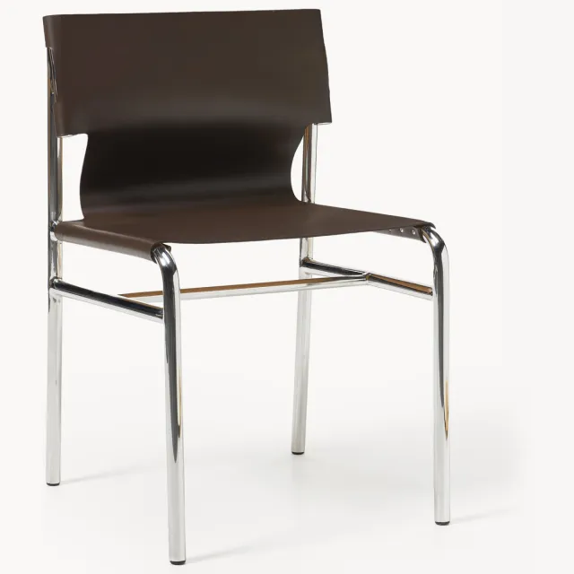 Westwing Collection Leren stoel Jordan 1 bruin, zilverkleurig