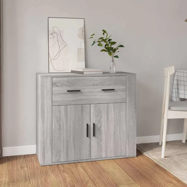 vidaXL Dressoir 80x33x70 cm bewerkt hout grijs sonoma eikenkleurig, foto 2