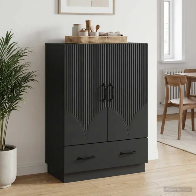 vidaXL Dressoir met lade Zwart 66 x 34,5 x 92 cm Bewerkt hout