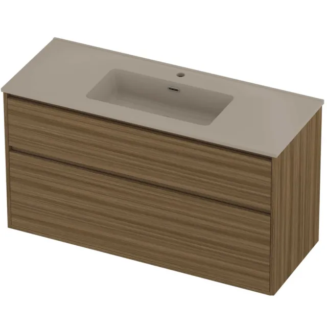 Proline Tribute Badmeubelset Porselein 1 Gat 120x46x67 cm Mat Crème Cotton Caramel Walnut Houtlook