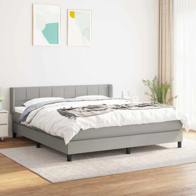 vidaXL Boxspring met matras stof lichtgrijs 160x200 cm grijs