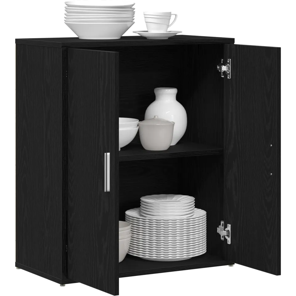 vidaXL Dressoir Zwart Eiken 60x31x70 cm Engineered Wood