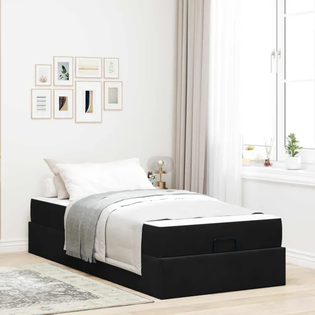 vidaXL Bedframe met matras 2 st Zwart Fluweel