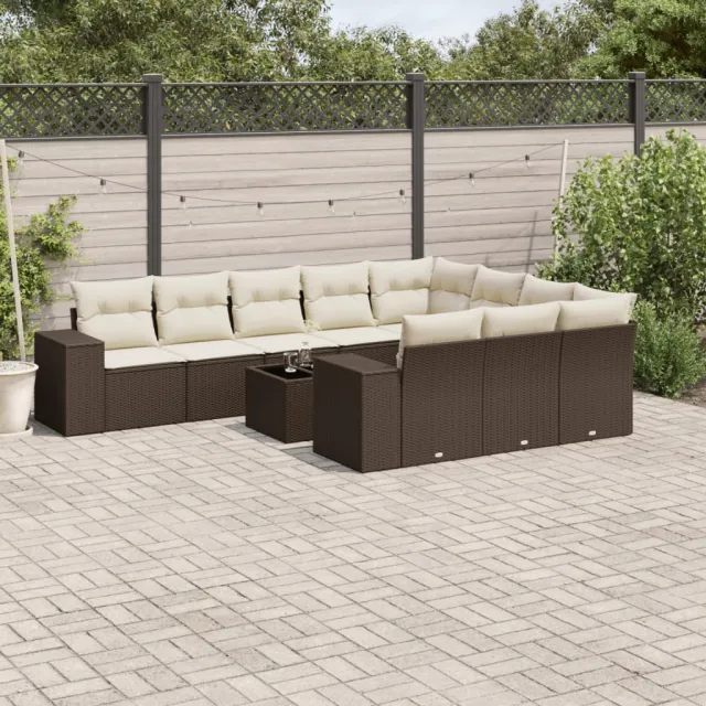 vidaXL 11-delige Loungeset met kussens poly rattan bruin, foto 2