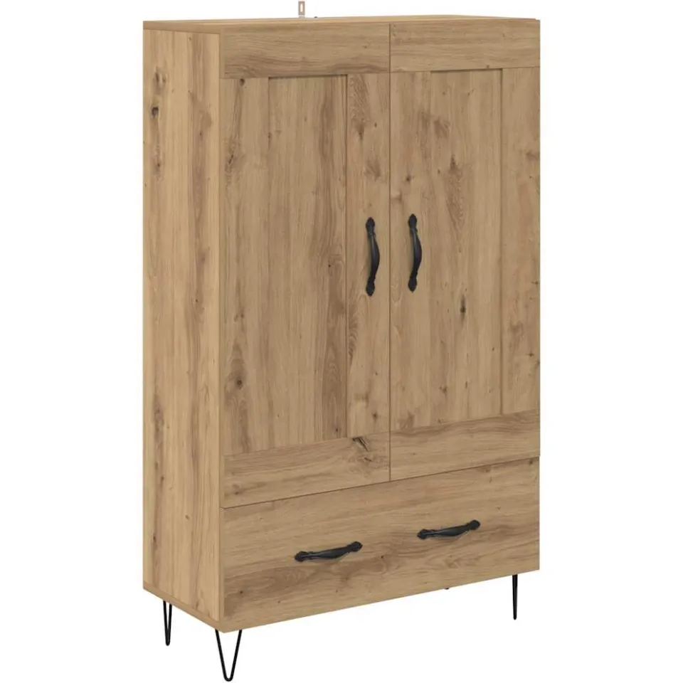 vidaXL Highboard Artisan Eiken 69,5 x 31 x 115 cm Bewerkt hout, foto 3
