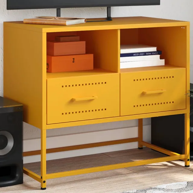 vidaXL Tv-meubel 68x39x60,5 cm staal mosterdgeel, foto 2