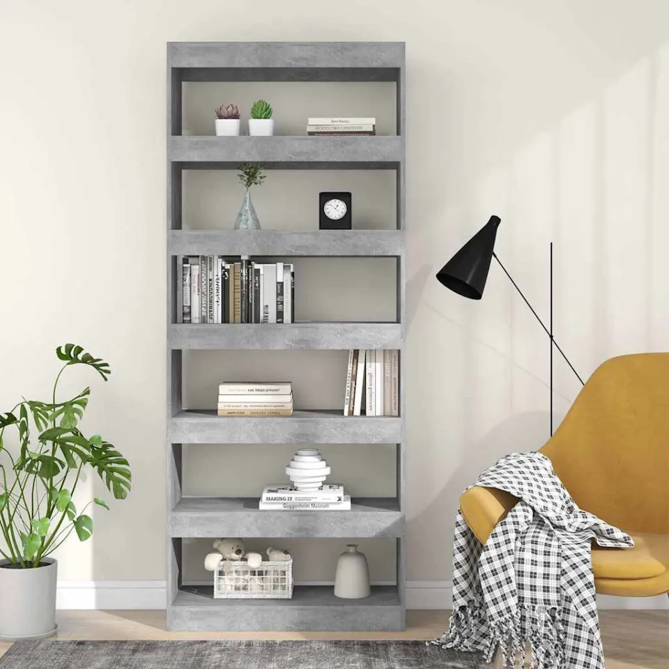 vidaXL Boekenkast/kamerscherm 80x30x198 cm bewerkt hout betongrijs grijs, foto 3