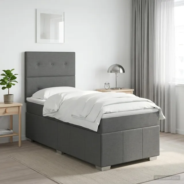 vidaXL Boxspringbed met matras Donkergrijs 80 x 200 cm Stof