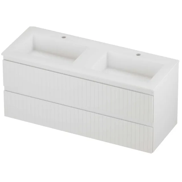 Proline Aristo Badmeubelset Polystone Elegant Gefreesd 120x46x54 cm Mat White Mat Wit