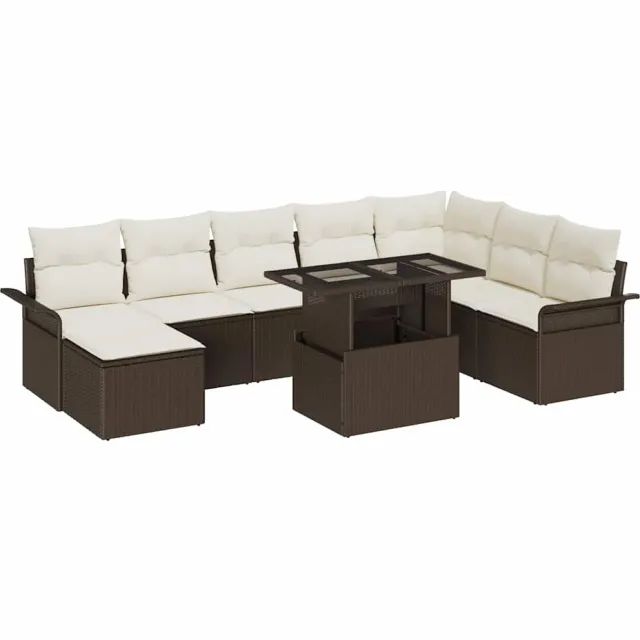 vidaXL Tuin Sofa Set 9 st Bruin poly rattan, foto 4