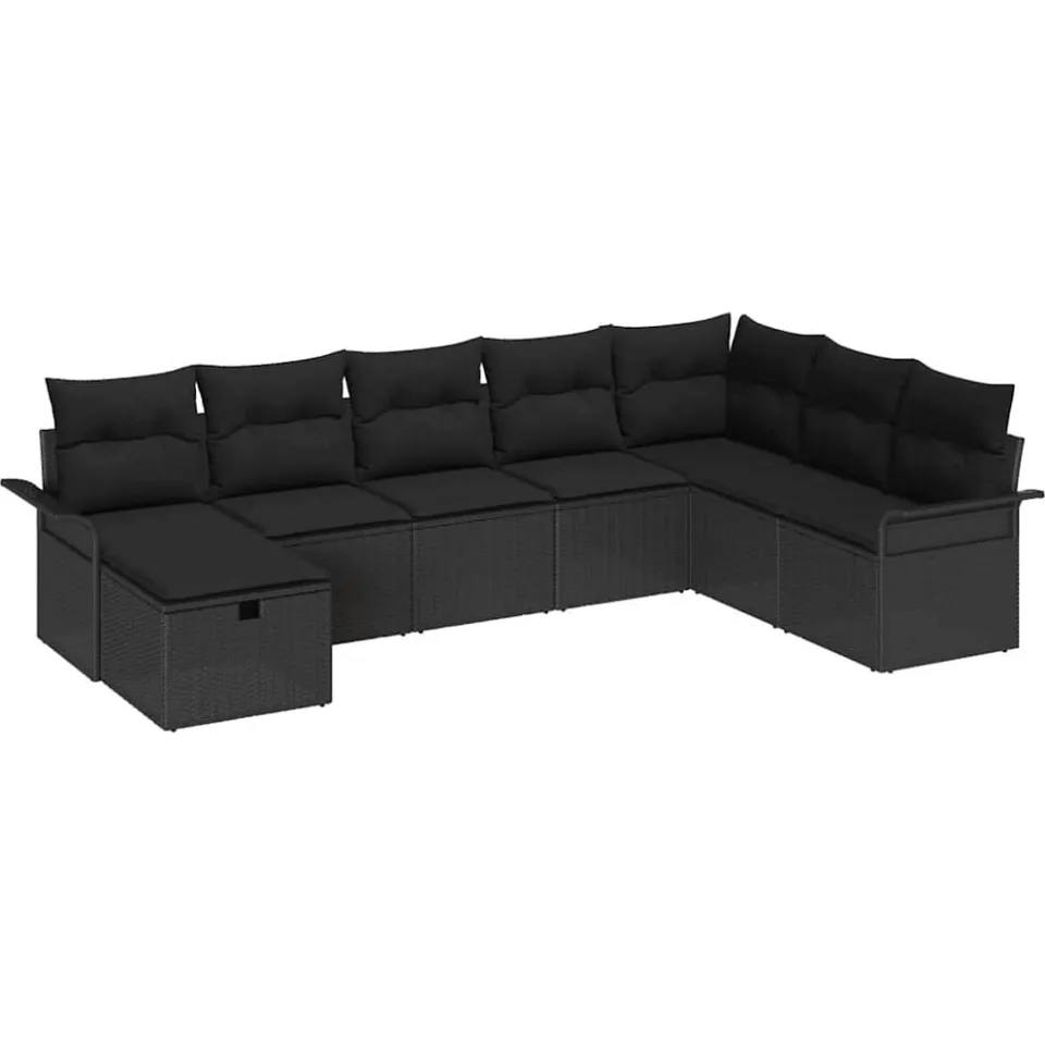 vidaXL Tuin Sofa Set 8 st Poly riet Zwart