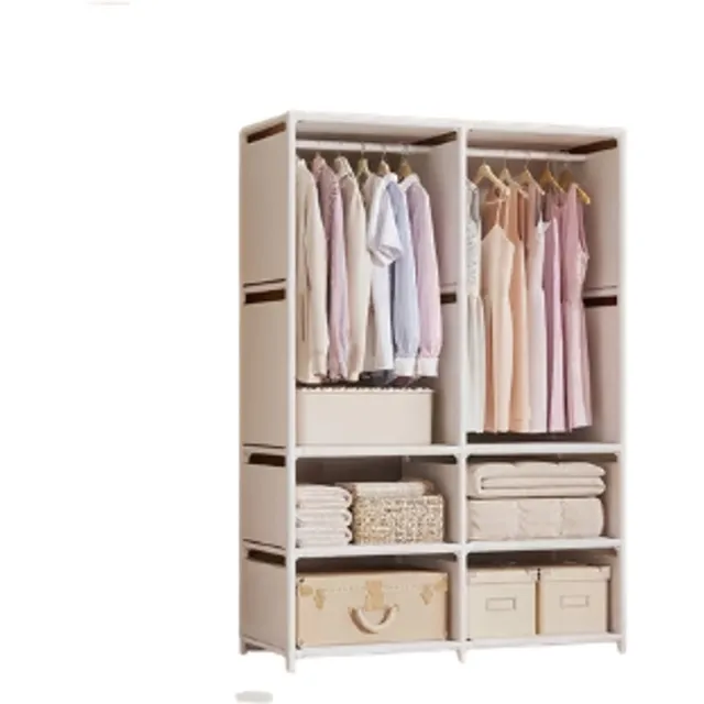 J.T.R kledingkast-kledingkasten slaapkamer-Vrijstaande, Draagbare-Stevig Stalen Frame met Versterkte Draagkrachtige Kast-Gemakkelijk Schoon te Maken-Ruimtebesparende Opbergunit voor Kleine kamers-Wit.