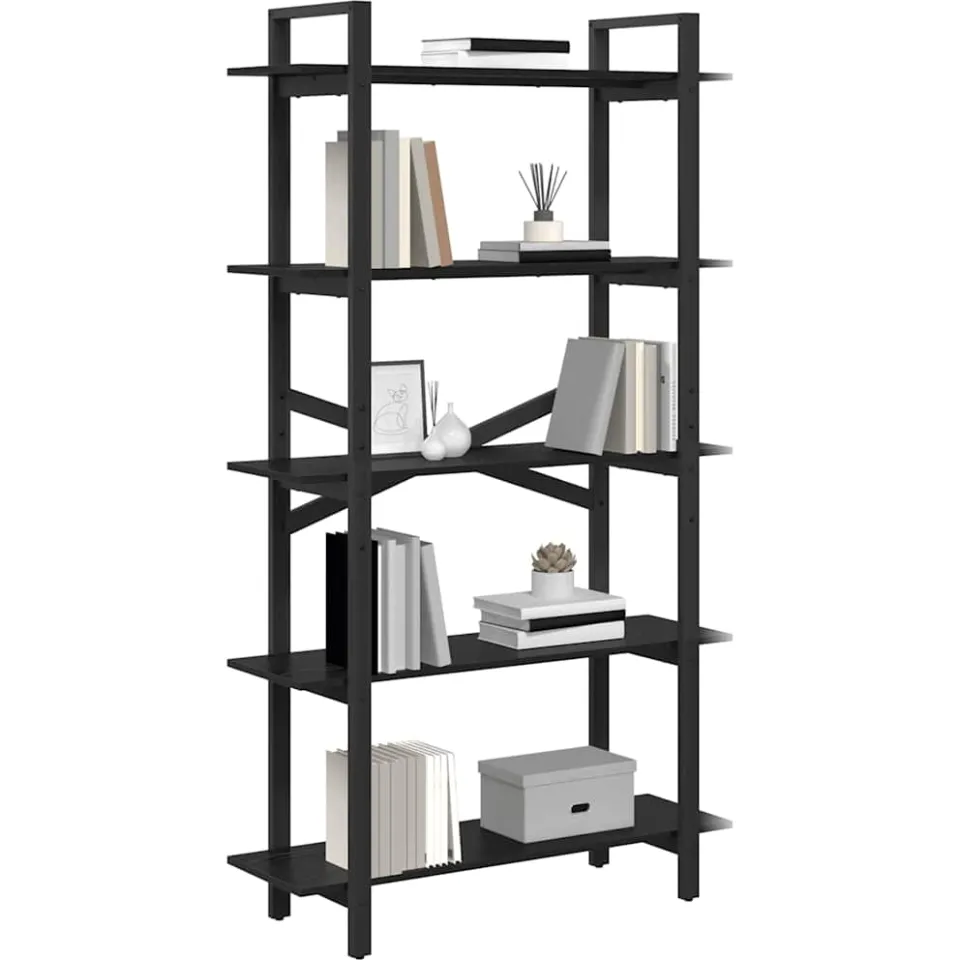 vidaXL Boekenkast 5-laags 100 x 33,5 x 178 cm Bewerkt hout Zwart Eiken