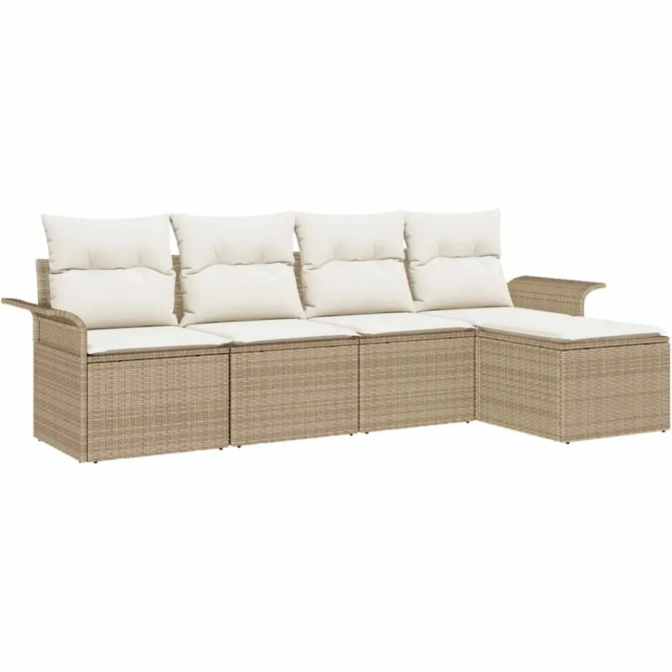 vidaXL Buitensofa 5 st Beige poly rattan