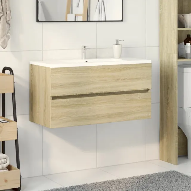 vidaXL Wastafelkast 90x38,5x45 cm spaanplaat sonoma eikenkleurig, foto 2