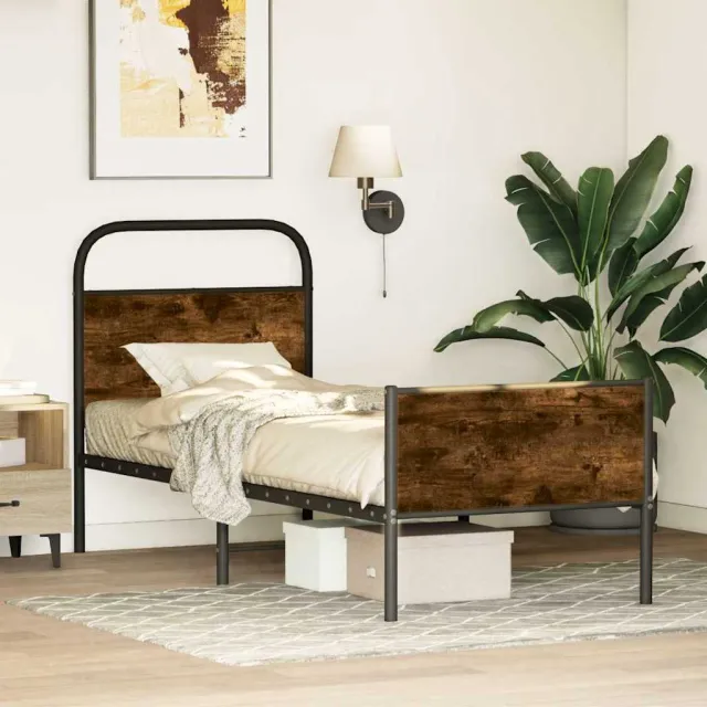 vidaXL Bedframe zonder matras bewerkt hout sonoma eikenkleur 75x190 cm
