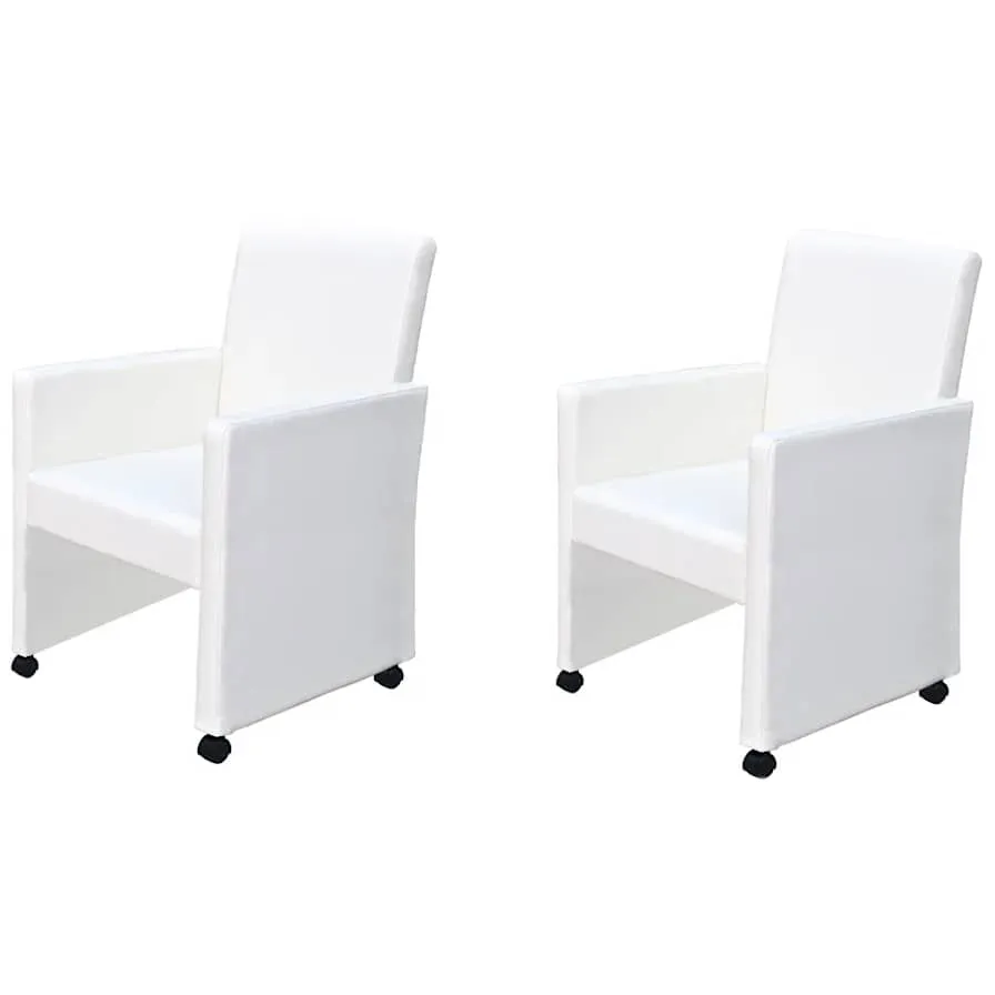 vidaXL Eetkamerstoelen 2 st kunstleer wit, foto 3
