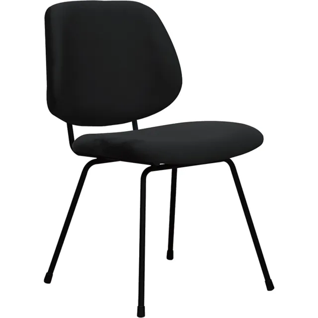 LABEL51 Bello Eetkamerstoel - Zwart - Velvet - Zwart Metaal - Stoel - Normale eetkamerstoel