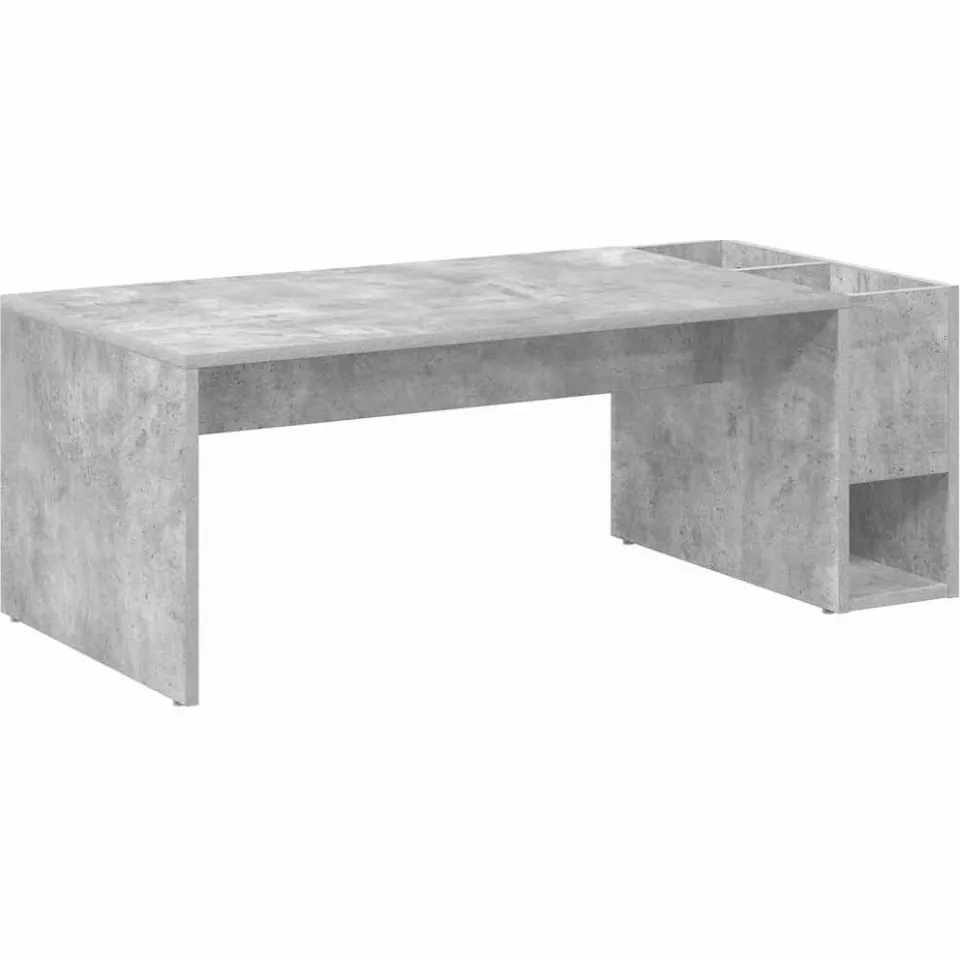 vidaXL Salontafel Beton Grijs 101,5 x 50 x 37 cm Bewerkt hout