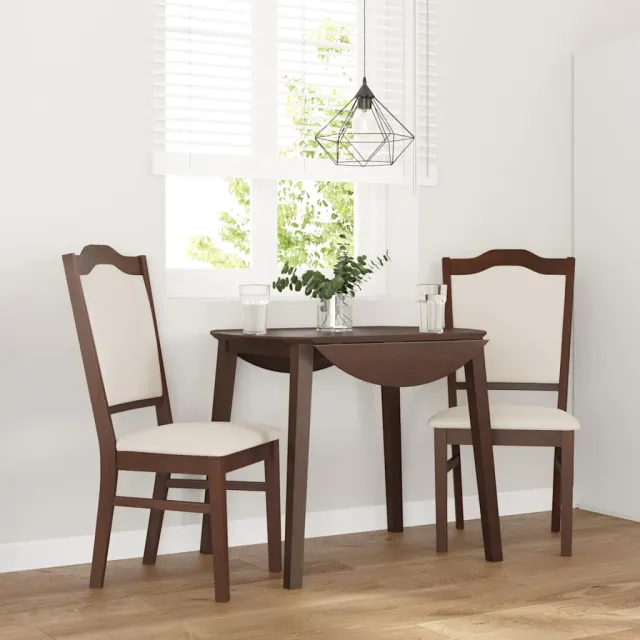 vidaXL Eetkamerstoelen met kussens 2 stuks bruin massief hout rubber