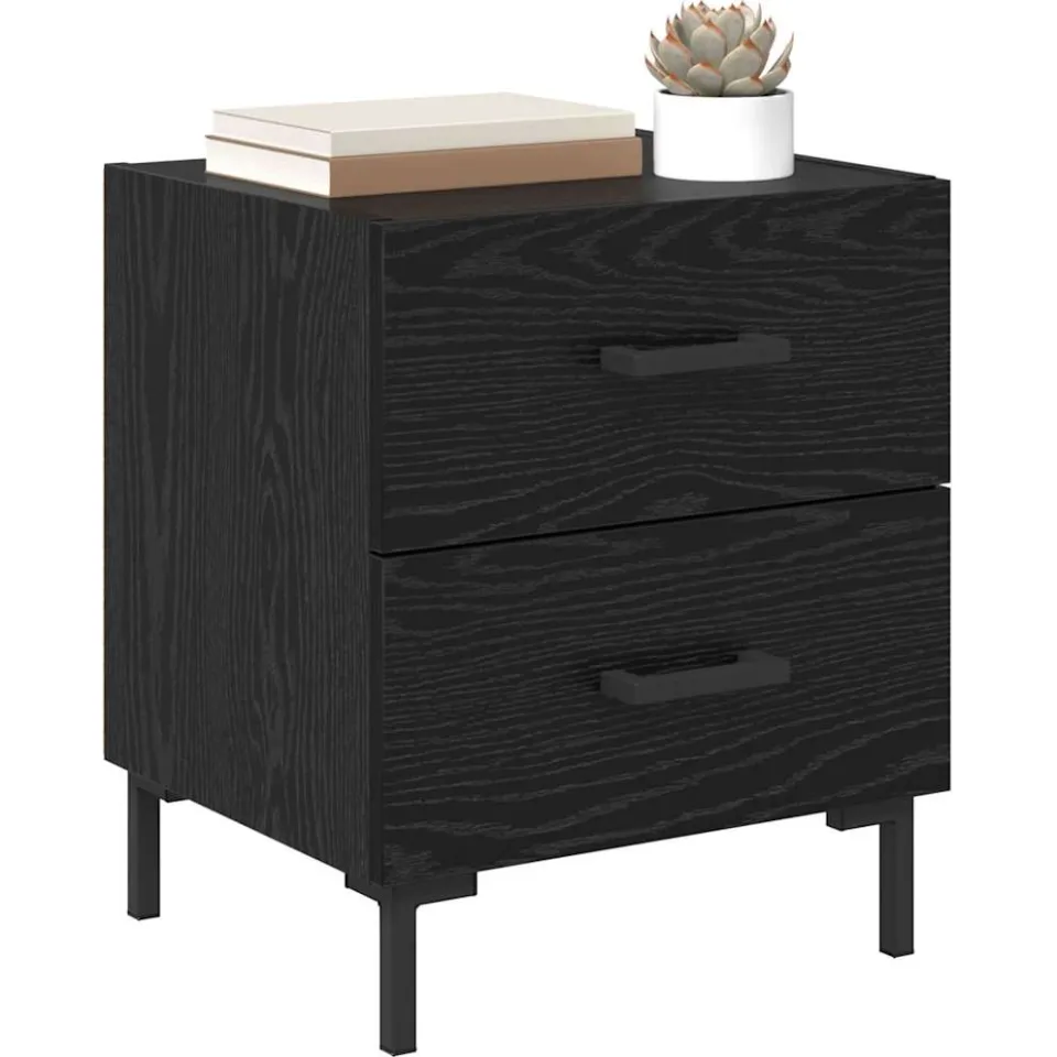 vidaXL Nachtkastje 2 st Zwart Eiken 40 x 35 x 47,5 cm Bewerkt hout