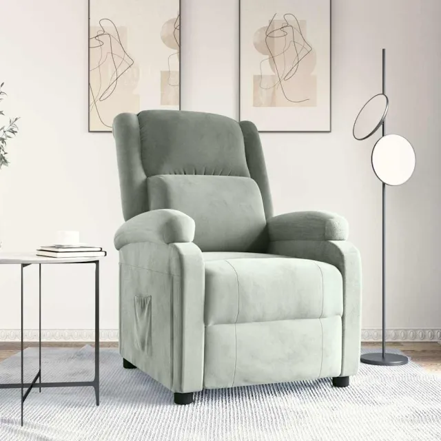 vidaXL Fauteuil verstelbaar fluweel lichtgrijs